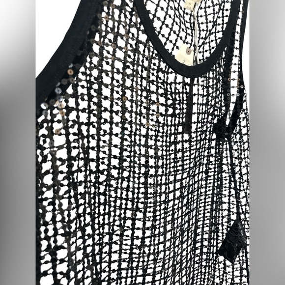 Pilcro Black Sheer Sequin Mesh Tank Top NWT - Picture 3 of 11
